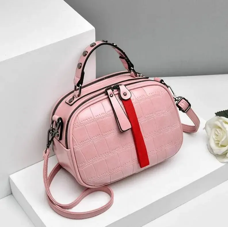 Small Rivet Hair Ball PU Leather Crossbody Shoulder Bag