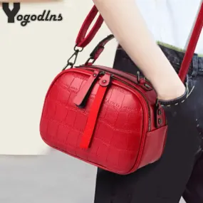 Small Rivet Hair Ball PU Leather Crossbody Shoulder Bag