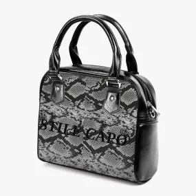 STILE CAPO QUEEN BLK/GRAY SNAKE  Leather Saddle Bag