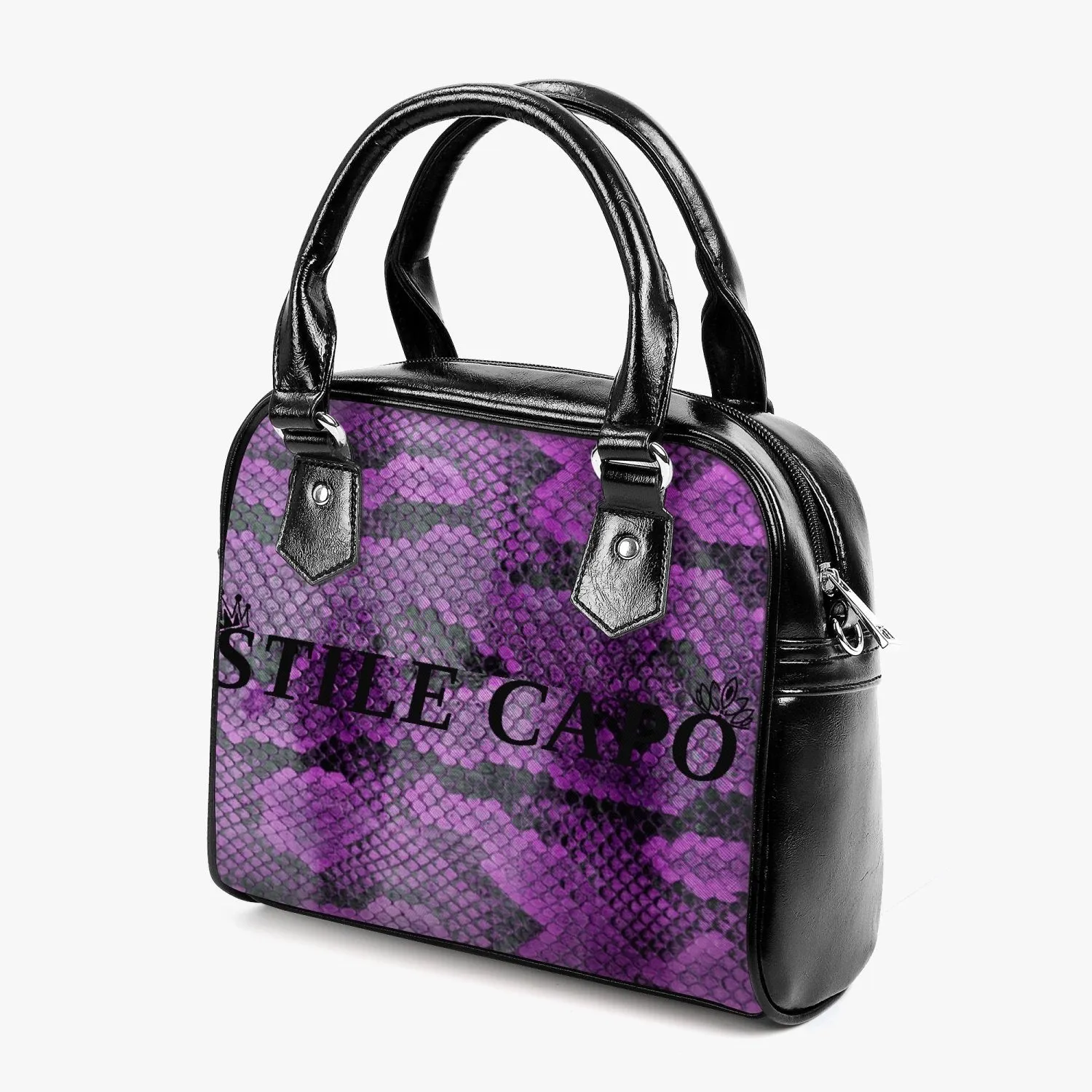 STILE CAPO QUEEN PURPLE SNAKE  Leather Saddle Bag