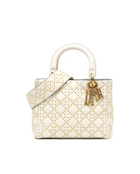 Studded Lambskin Lady Dior Satchel with Detachable Strap