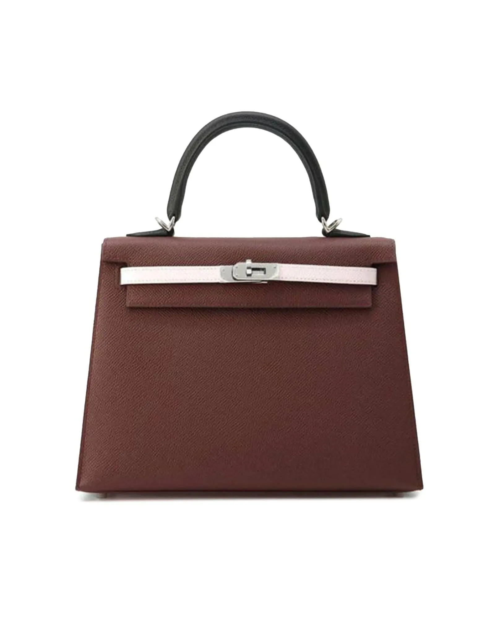 Tricolor Epsom Leather Top Handle Bag with Detachable Strap