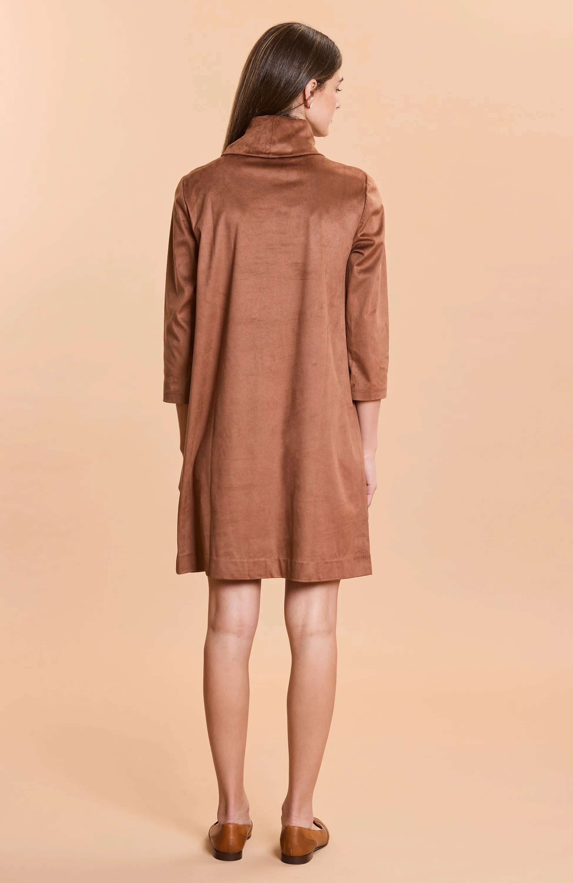 Tyler Böe Kim Cowl Faux Suede Dress - Saddle