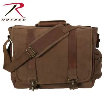 Vintage Canvas Pathfinder Laptop Bag With Leather Accents