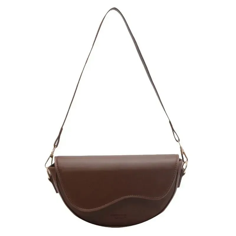 Vintage Leather Saddle Bag – Summer Chain Shoulder & Crossbody Underarm Handbag for Stylish Women