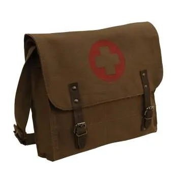 Vintage Style Medic Canvas Bag With Cross