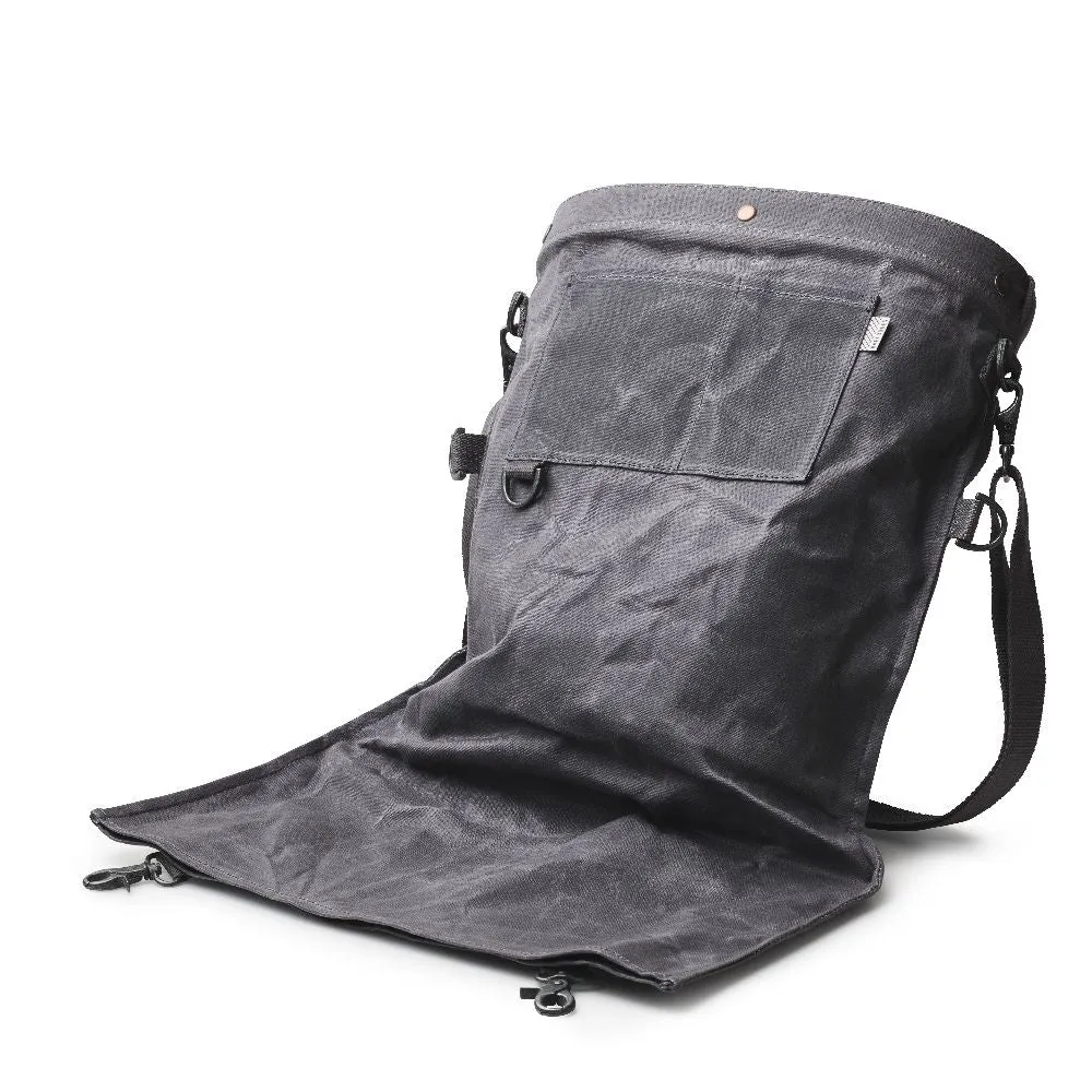 Waxed Canvas Gathering Bag - Slate Grey