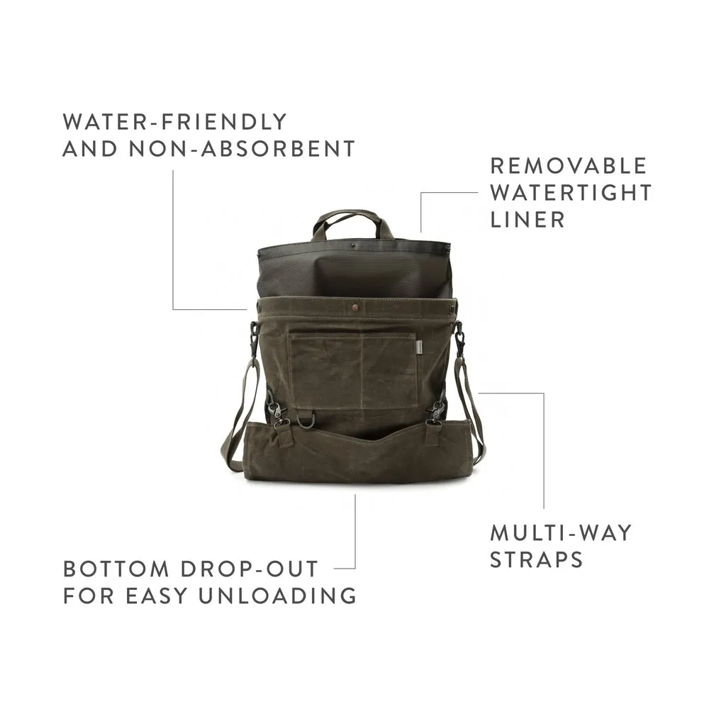 Waxed Canvas Gathering Bag - Slate Grey