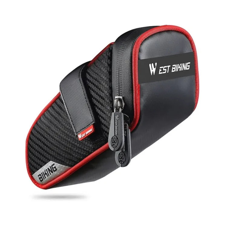 WEST BIKING Bicycle Waterproof Tail Bag Mountain Bike Riding Equipment Saddle Bag Large (Black Red)