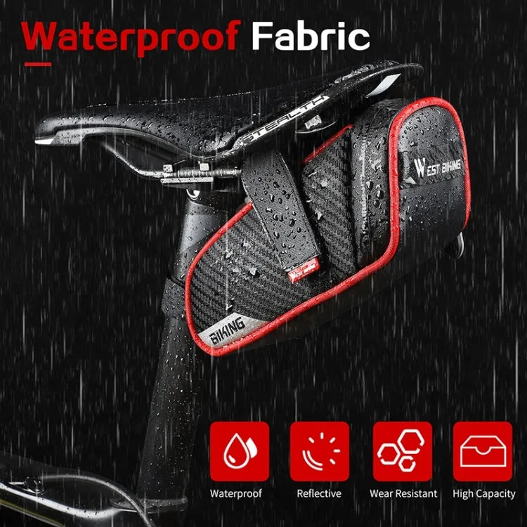 WEST BIKING Bicycle Waterproof Tail Bag Mountain Bike Riding Equipment Saddle Bag Large (Black Red)