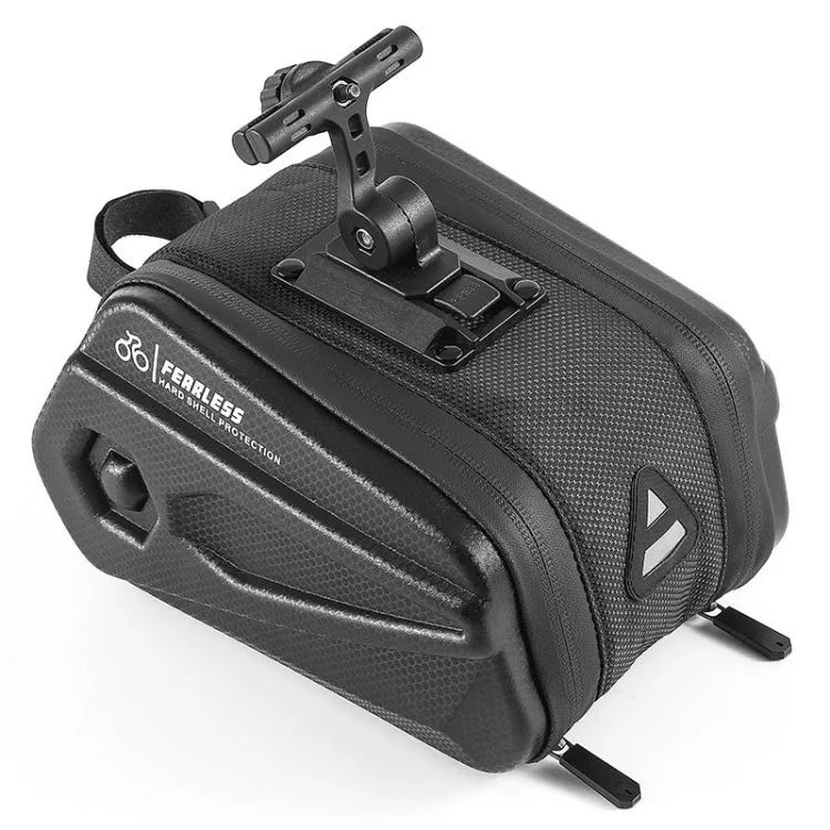 WEST BIKING Large Capacity 2.6L Bicycle Tail Bag Hard Shell Saddle Bag Adjustable Bracket Seat Cushion Tail Bag(Black)