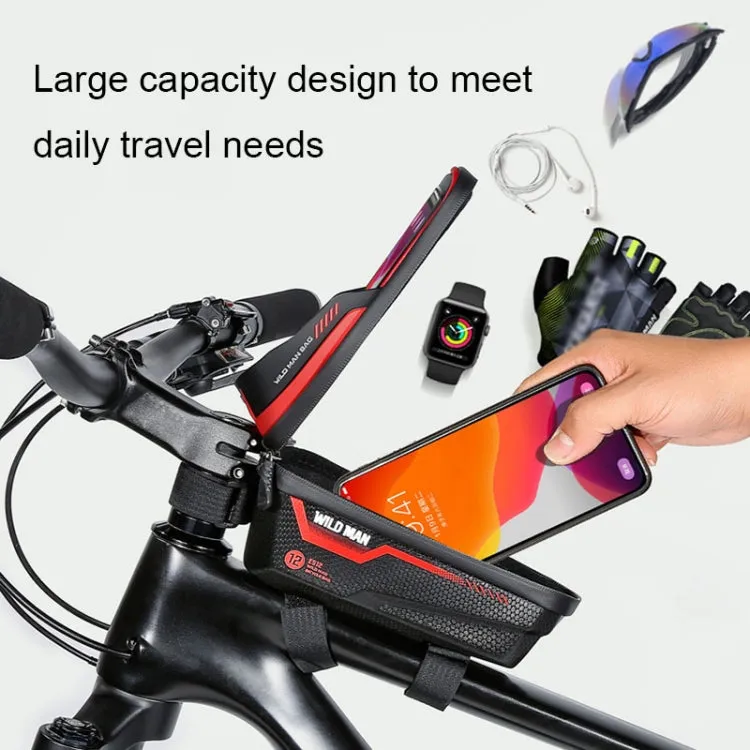 WILD MAN ES12 1L Mountain Bike Front Beam Bag Bicycle Waterproof Phone Saddle Bag, Color: Black