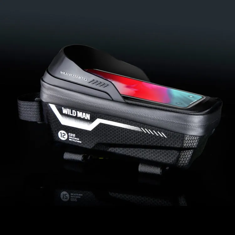 WILD MAN ES12 1L Mountain Bike Front Beam Bag Bicycle Waterproof Phone Saddle Bag, Color: Black