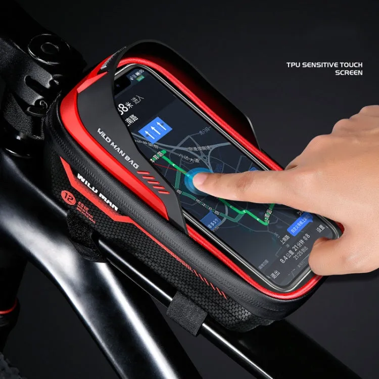 WILD MAN ES12 1L Mountain Bike Front Beam Bag Bicycle Waterproof Phone Saddle Bag, Color: Blue