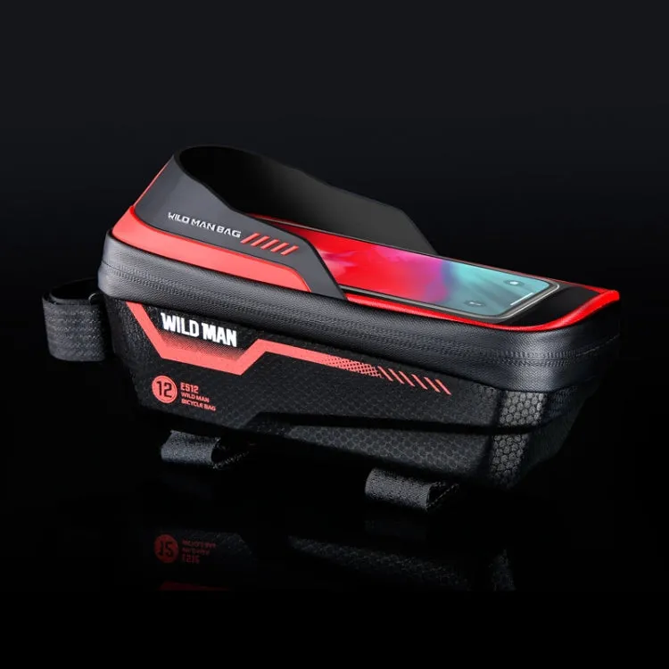 WILD MAN ES12 1L Mountain Bike Front Beam Bag Bicycle Waterproof Phone Saddle Bag, Color: Red