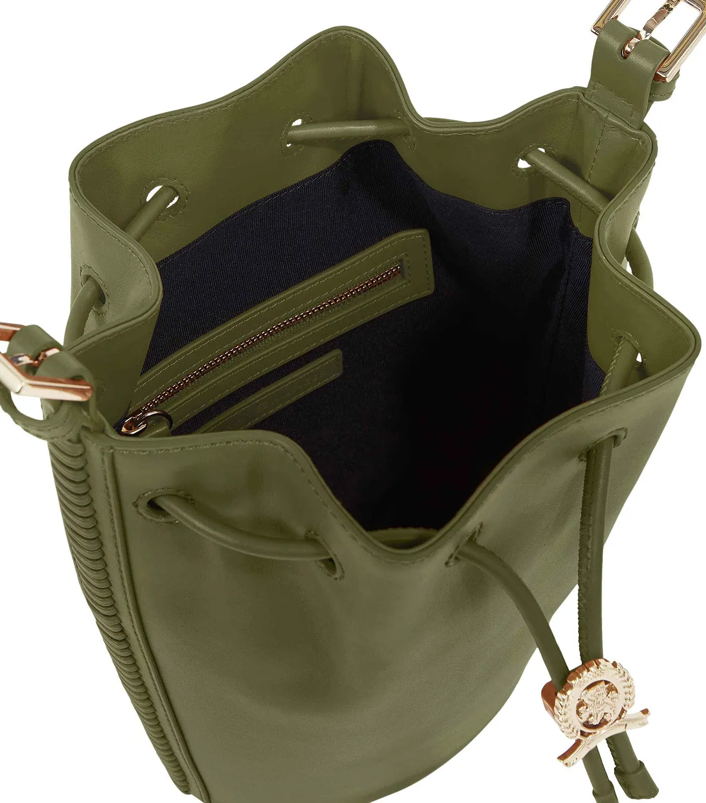 Women's Crest Leather Bucket Bag Putting Green