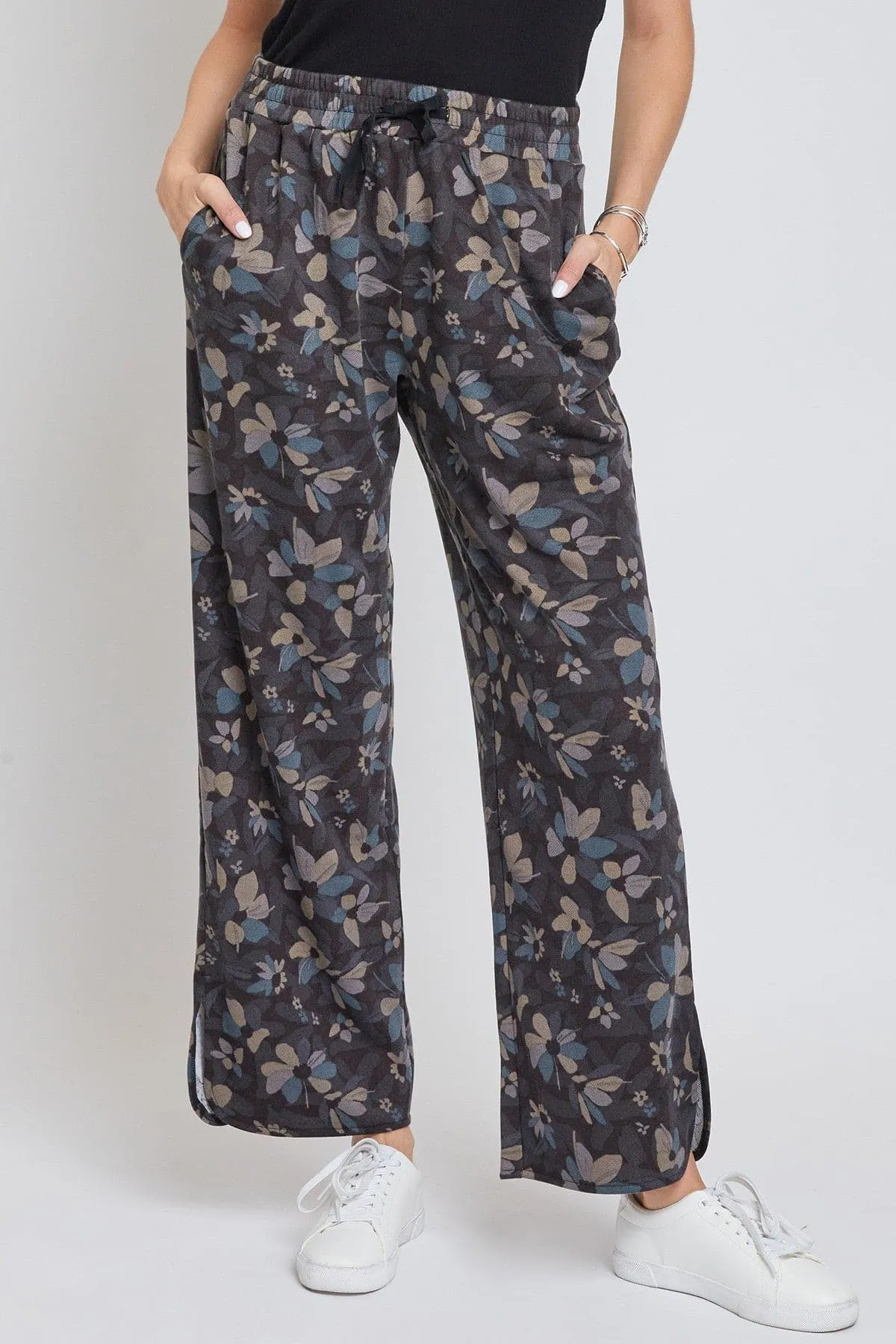 Women´s Drawstring Wide Leg Pant with Side Slit