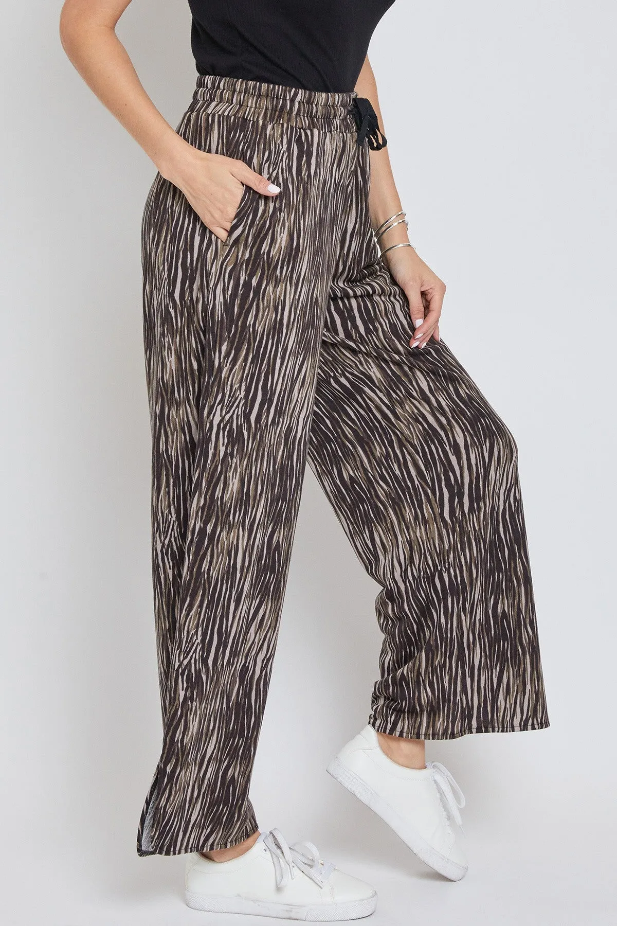 Women´s Drawstring Wide Leg Pant with Side Slit