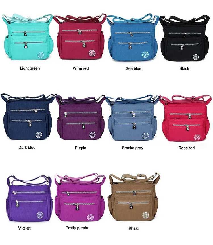 Women's Nylon Multi-Pocket Crossbody Messenger