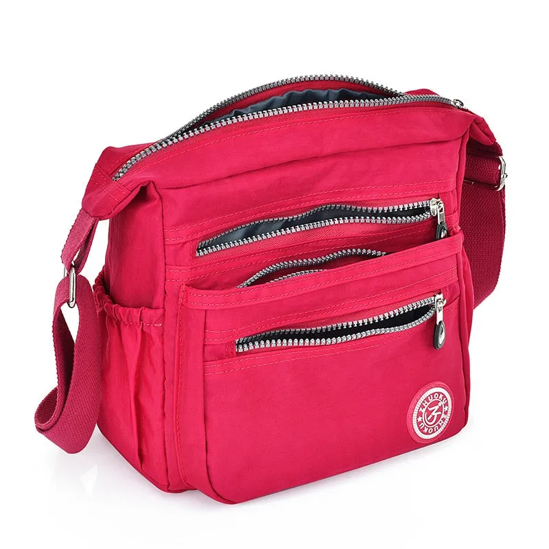 Women's Nylon Multi-Pocket Crossbody Messenger