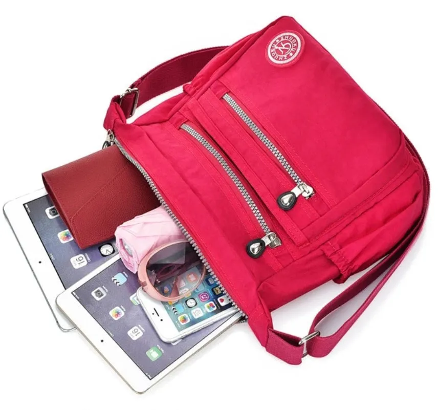 Women's Nylon Multi-Pocket Crossbody Messenger