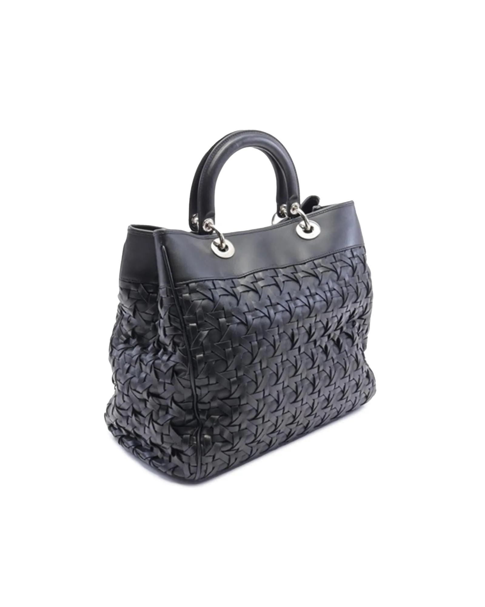 Woven Lambskin Avenue Tote with Structured Handles