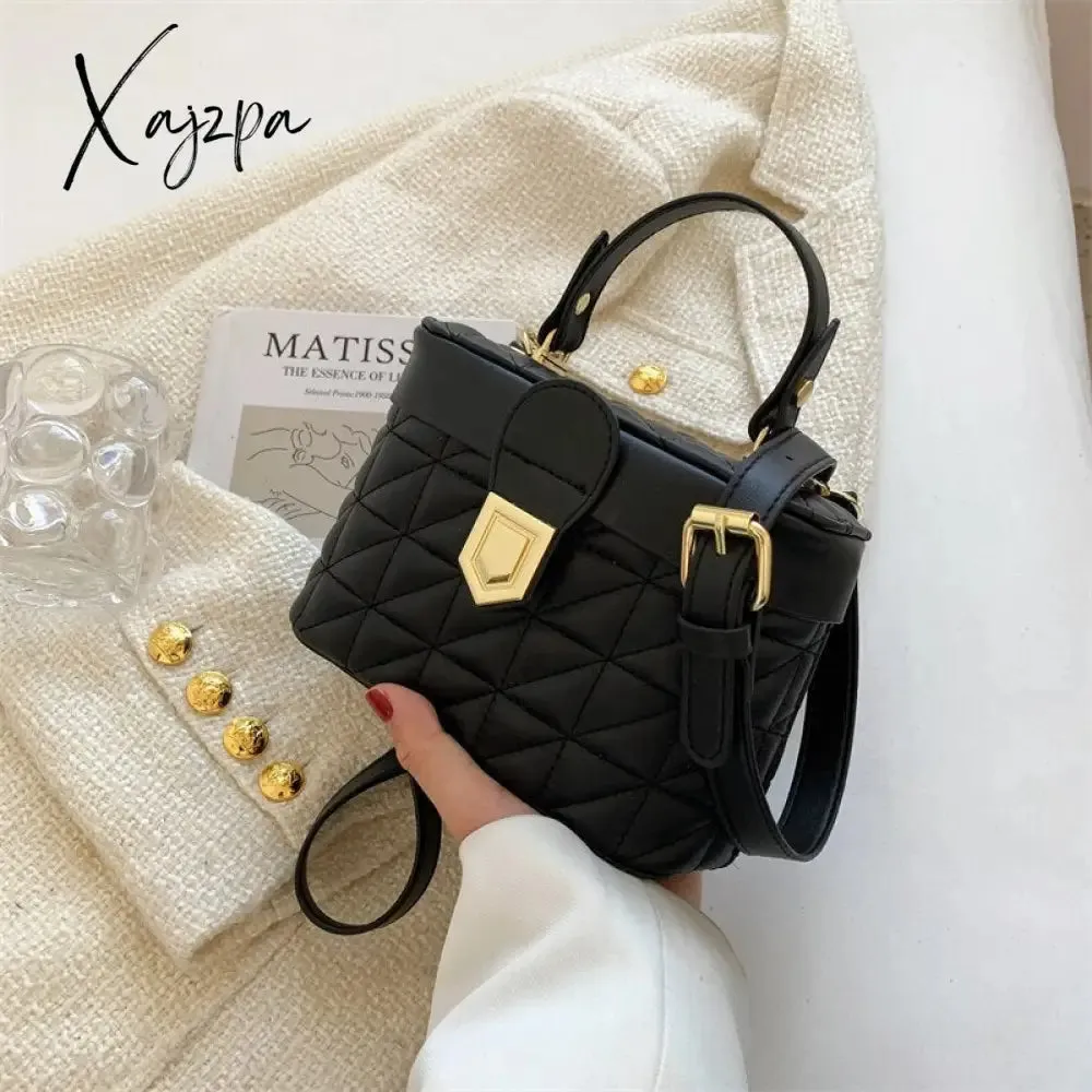 Xajzpa - Embroidery Tote Bucket Bag New High-quality PU Leather Women's Designer Handbag Luxury brand Shoulder Messenger Bag Box bag