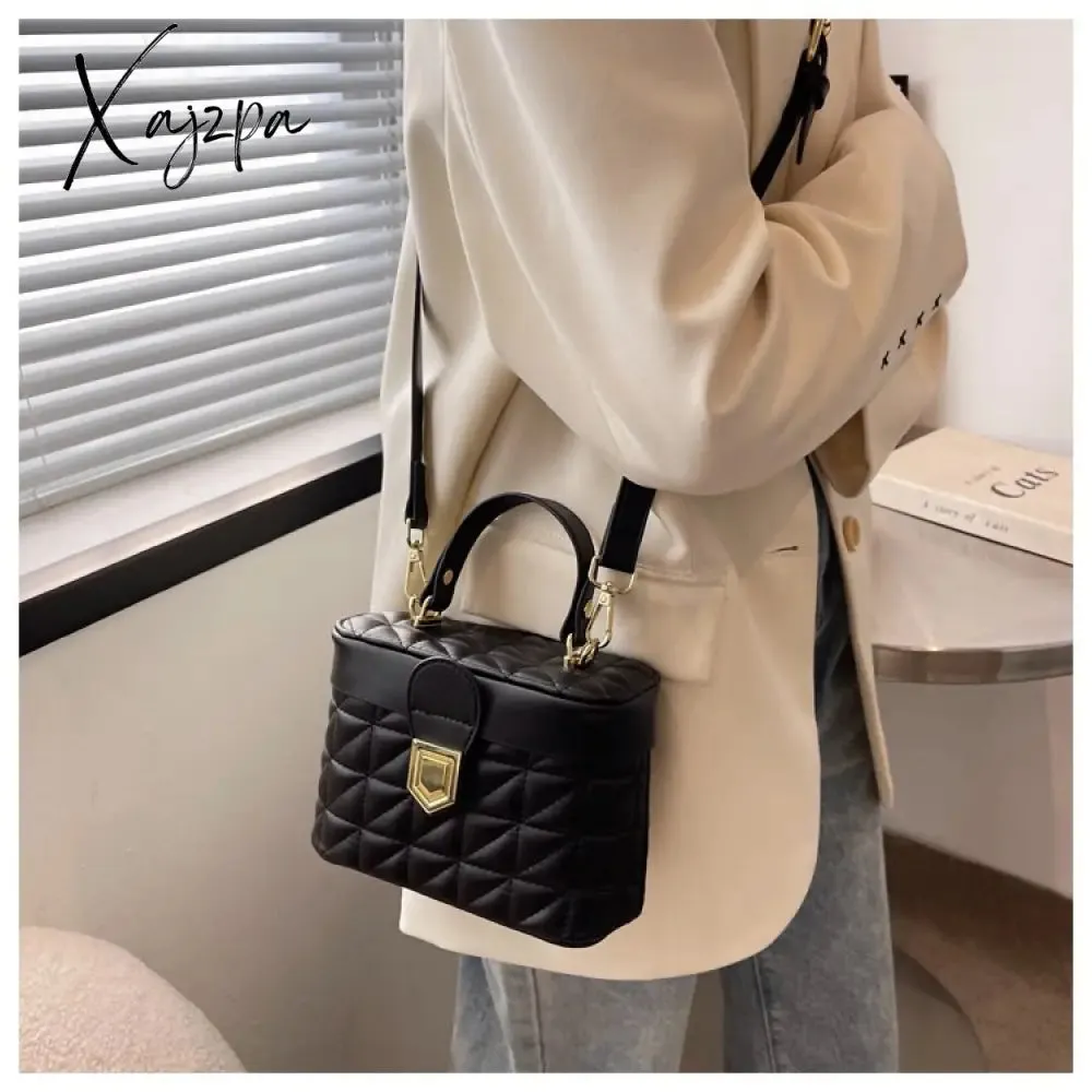 Xajzpa - Embroidery Tote Bucket Bag New High-quality PU Leather Women's Designer Handbag Luxury brand Shoulder Messenger Bag Box bag