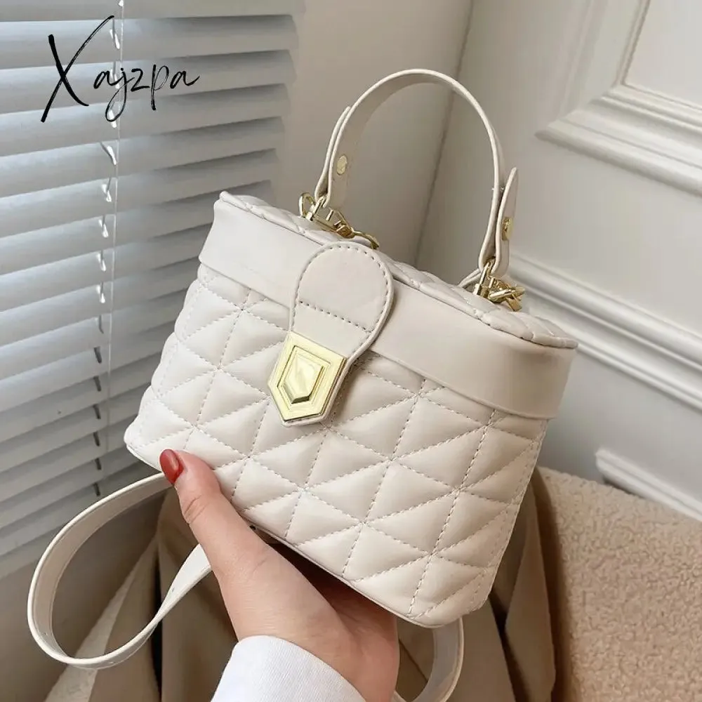 Xajzpa - Embroidery Tote Bucket Bag New High-quality PU Leather Women's Designer Handbag Luxury brand Shoulder Messenger Bag Box bag