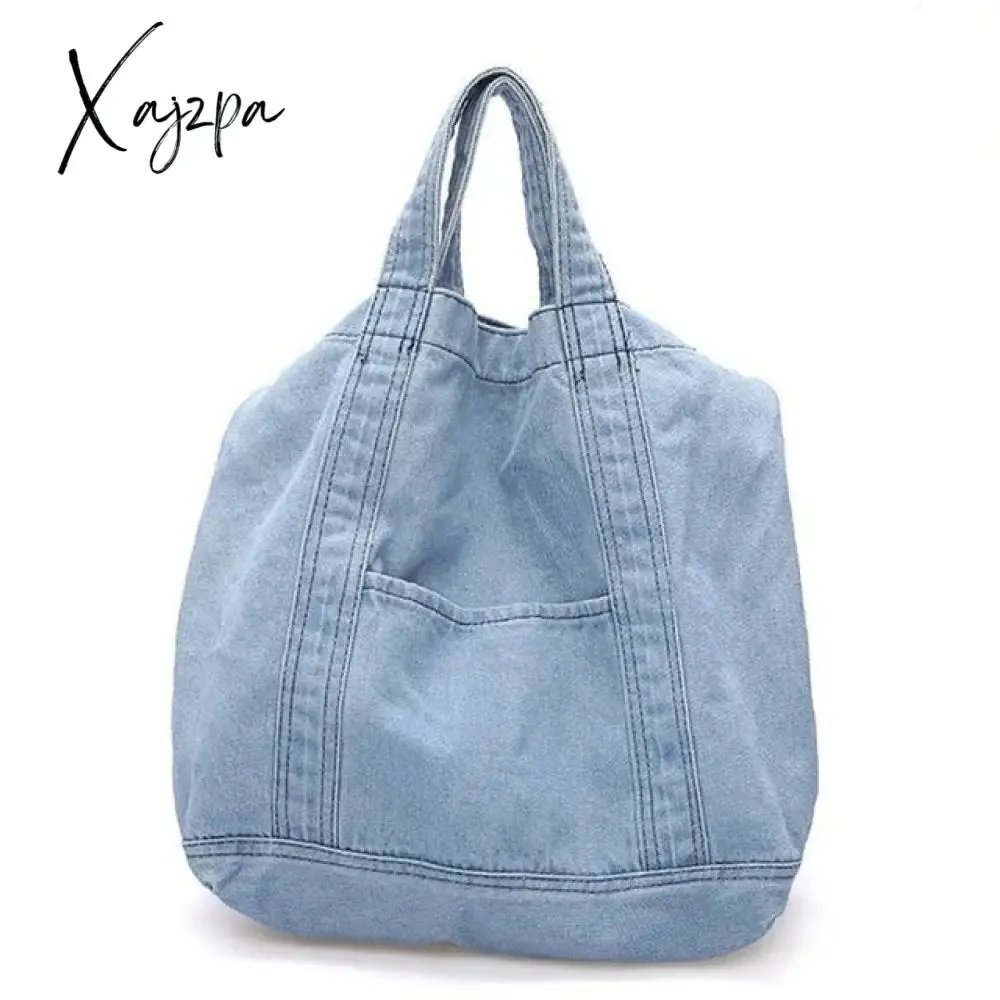 Xajzpa - New Denim Bag Neutral And Women Canvas Bag Large Shopping Bag Art Student Bag Unisex Shoulder Bag