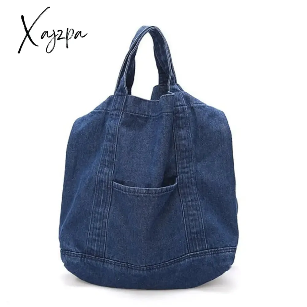 Xajzpa - New Denim Bag Neutral And Women Canvas Bag Large Shopping Bag Art Student Bag Unisex Shoulder Bag