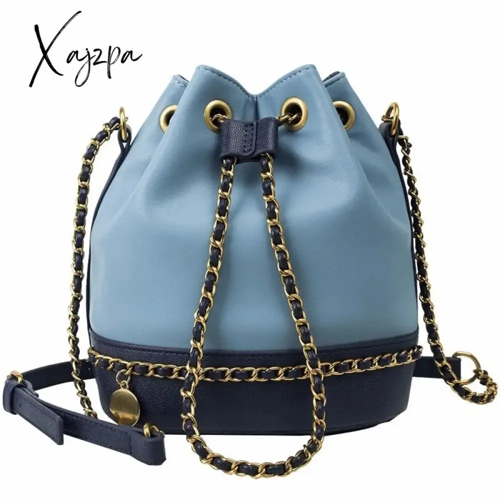 Xajzpa - Women Bag PU Leather Shoulder Bag Fashion Chain Bucket Bag Bolsa Feminina Luxury Handbags Women Bags Designer Bolsos Mujer