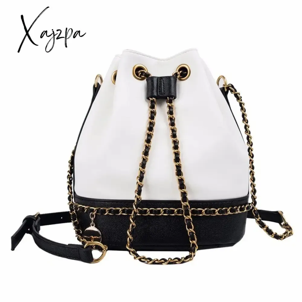 Xajzpa - Women Bag PU Leather Shoulder Bag Fashion Chain Bucket Bag Bolsa Feminina Luxury Handbags Women Bags Designer Bolsos Mujer