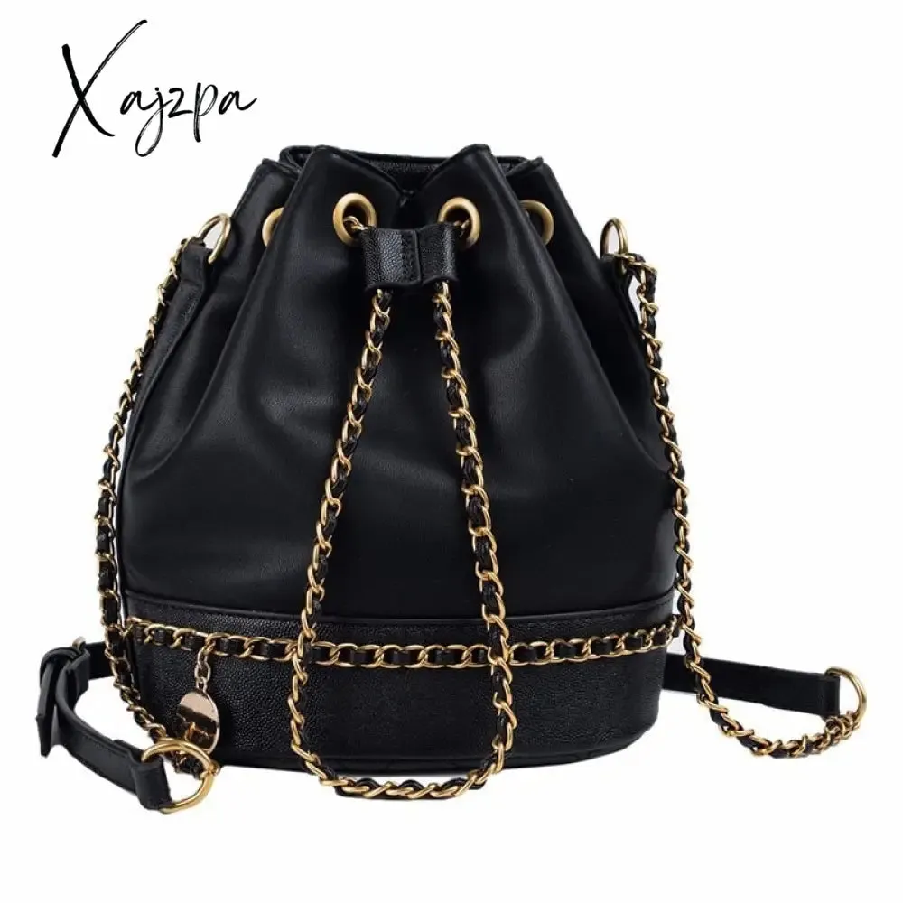 Xajzpa - Women Bag PU Leather Shoulder Bag Fashion Chain Bucket Bag Bolsa Feminina Luxury Handbags Women Bags Designer Bolsos Mujer