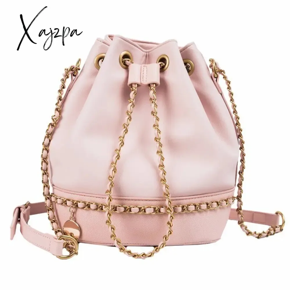 Xajzpa - Women Bag PU Leather Shoulder Bag Fashion Chain Bucket Bag Bolsa Feminina Luxury Handbags Women Bags Designer Bolsos Mujer