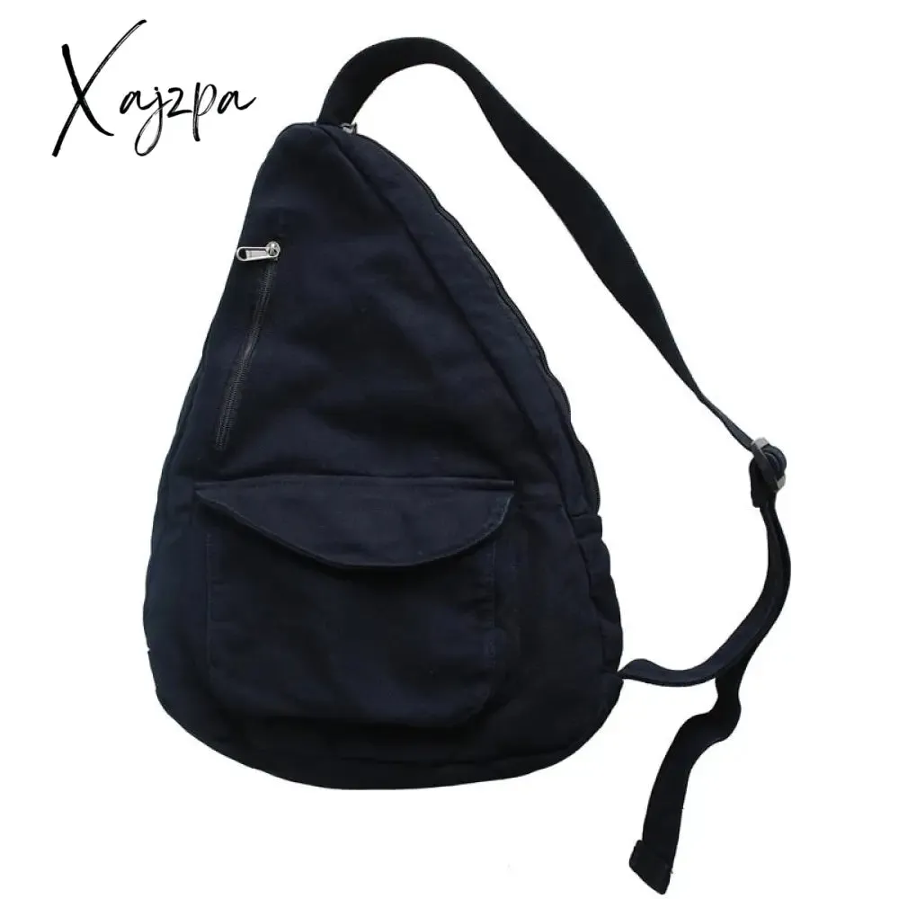 Xajzpa Women Shoulder Messenger Bag Canvas Crossbody New Trend Fashion Female Bag Solid Color High Quality Ladies Chest Bag